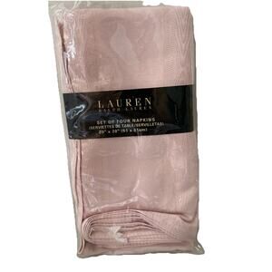Lauren Ralph Lauren Moire Stripe Dusty Rose Set Of 4 20”x20” Dinner Cloth Napkin